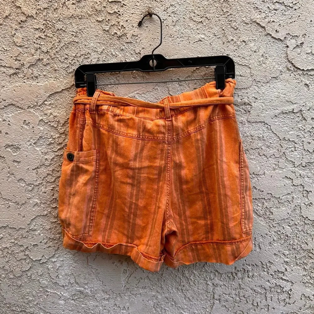 Hei Hei Anthropologie Tahiti Orange Cotton Striped Shorts Size Small